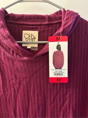 Chaser Plum Waffle-Knit Hooded Top